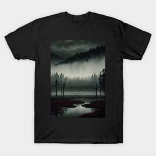 Spooky Bog with Red Grass T-Shirt